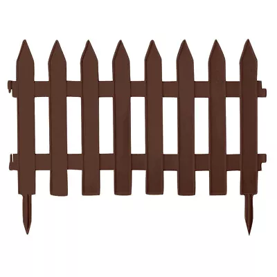 11  Garden Short Picket Fence 3.2m Small Decorative Edge Brown  Flowerbed Lawn • £33.06