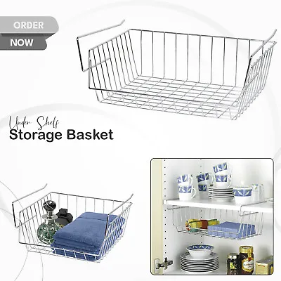 Large 30cm Under Shelf Storage Basket Rack Kitchen Cupboard Organizer Heavy Duty • £8.69