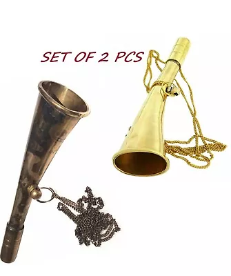 Brass Fog Horn Marine Captain Signal Horn Loud Sound Horn With Neck Chain Gift • $42.75