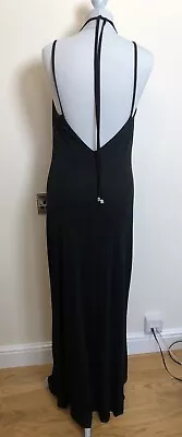 Vintage Principles Maxi Dress Black Vtg 16 Mod 12 Cowl Neck Halter Tie Ball Nye • $37.32