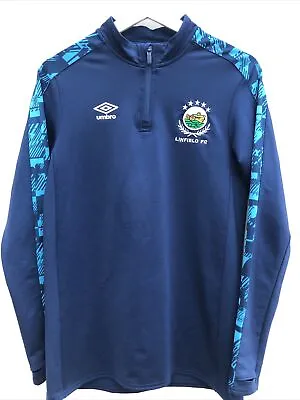 LINFIELD UMBRO Football Training Top Blue 1/4 Zip Sweatshirt Jumper YXL Boys XL • £19.95
