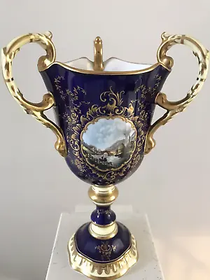 Coalport Trophy Vase.3 Handled.c1979.Ltd Edition 123/500. Hand Painted.Tyg. • £225