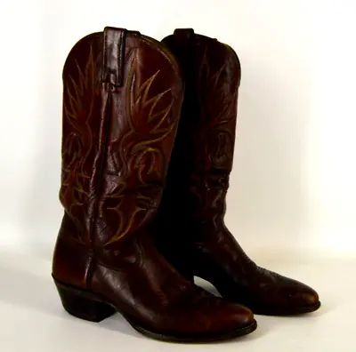 Vtg IMPERIAL Brown Leather Cowboy Western Boots Men's Sz 9 D Wom 10.5 M USA MADE • $48.88