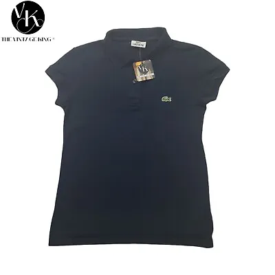 £15 • Buy Lacoste Women’s Small Dark Blue Short Sleeve Collared Cotton Polo Shirt Size 34