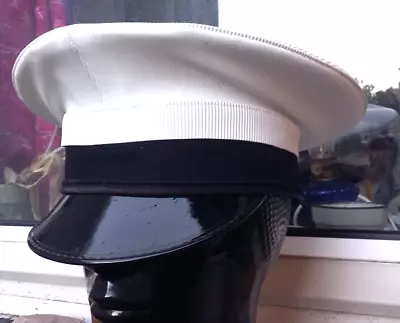 57 Cm ROYAL NAVY OFFICERS Peak CAP/HAT Military Visor Reenactment Display Sailor • £15