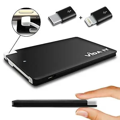 Thin Power Bank Battery Pack Portable Charger For IPhone 5 6 7 8 X 11 XS Phone • £15.99