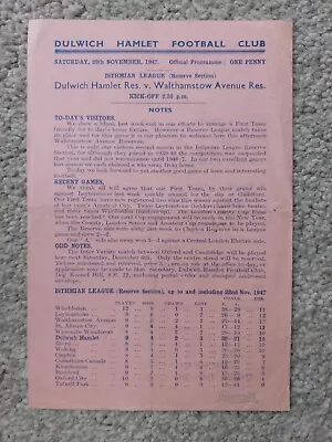 47/8 Dulwich Hamlet Res Vs Walthamstow Avenue Res (Isthmian League Reserves) • £4.99