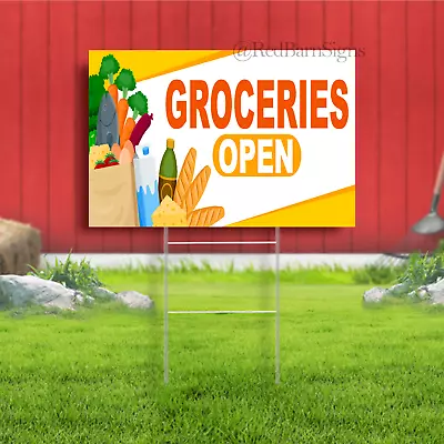 Groceries Open Indoor Outdoor Yard Sign • $19.19