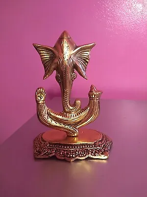 Vintage Ganesh Gold Painted Metal Idol Statue • $22.99