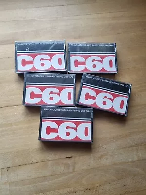 Audio Cassettes X 5. BASF Ferric LHD C60.  New Sealed  • £1.99