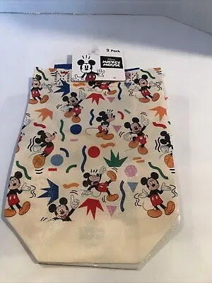 Disney Mickey Mouse 2 Pack Mini Reusable White Gift Bags With Handles NEW! • $9.45