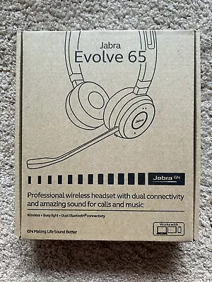 Jabra Wireless Evolve 65 SE MS  Stereo Bluetooth Headset + Link 380A BT DONGLE • $250