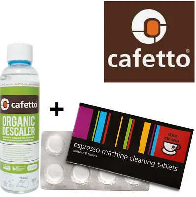 CLEANING TABLET +LIQUID ORGANIC DESCALER Espresso Coffee Machine Cleaner CAFETTO • $12.84