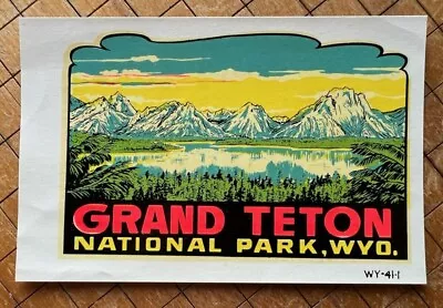 Original Vintage Travel Decal Grand Teton Wyoming Camper Rv Trailer Auto Old Car • $17.98