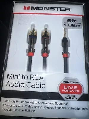 Monster 3.5mm Mini To RCA Y Splitter Audio Cable 6ft 1.82m • $12.25