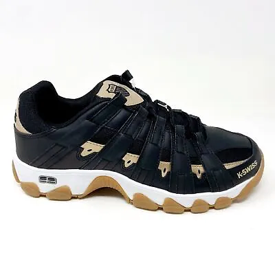 K-Swiss ST429 Black Gold Mens Athletic Casual Sneakers 03181 015 • $57.95