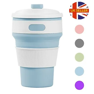 Collapsible Cup Folding Coffee Tea Mug Reusable Silicone Bottle Travel Drink • £8.99
