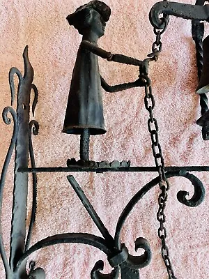 1920s Hand Forged Iron Mission Bell With Monk And Dragon. Complete/ Works • $159.99