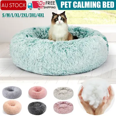 $22.67 • Buy Dog Cat Pet Calming Bed Warm Soft Plush Round Nest Comfy Sleeping Kennel Cave 