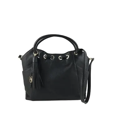 NWT MICHAEL  Kors Signature Black Leather Medium East West Ring Tote Bag $328 • $128