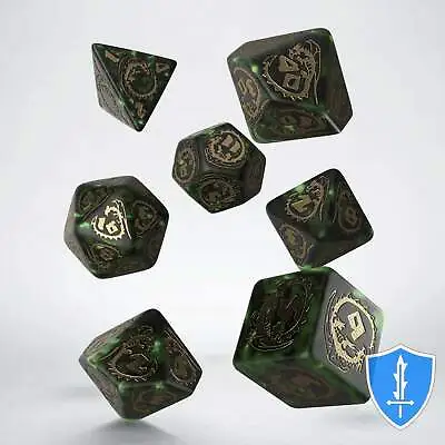 Q-Workshop Dragons Dice Set (7) Bottle Green/Gold D&D RPG • $11.99