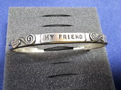 Grandma Grabe's Beautiful Vintage 925 Sterling Silver My Friend Cuff Bracelet • $0.75