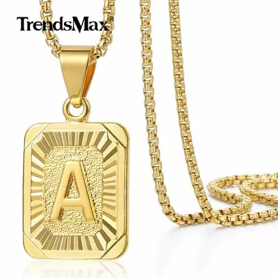 14K Gold Plated Initial Letter A-Z Pendant Necklace Choker Jewelry 16-22  Chain • $8.54