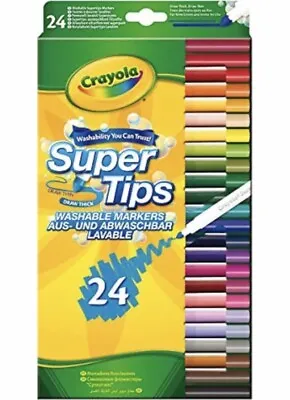 Crayola SuperTips Washable Markers Assorted Colours 24 Pack Thick Of Thin Lines • £5.46