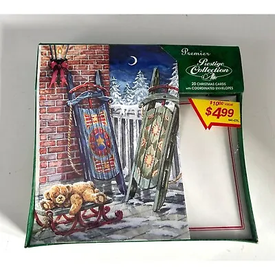 Vintage Box Of 20 Prestige Collection Christmas Cards Evening Sleds Snow Teddy B • $14.99