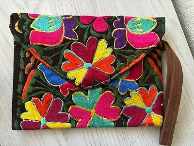 Mexican Embroidered Clutch Floral Bag Small Merida/yucatan • $9.99