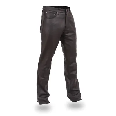 Mens Motorbike Motorcycle Fashion Genuine Leather Jeans Trouser Pant • $62.17