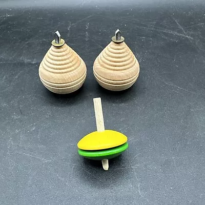 3 Vintage Wooden Top Toys • $12.99