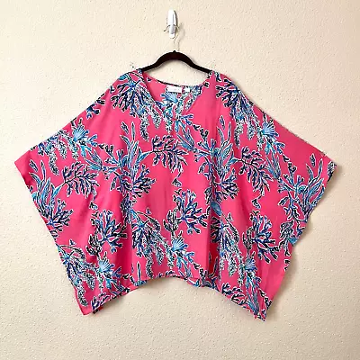 Belle By Kim Gravel Size 1X Women Pink Sheer V-Neck Kimono Sleeves Blouse Top • $29.99