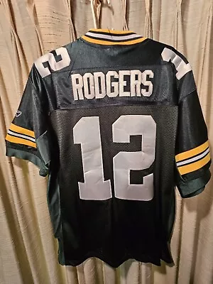 Aaron Rodgers Green Bay Packers NFL CAPTAINS PATCH Reebok Football Jersey Sz 48 • $49.99