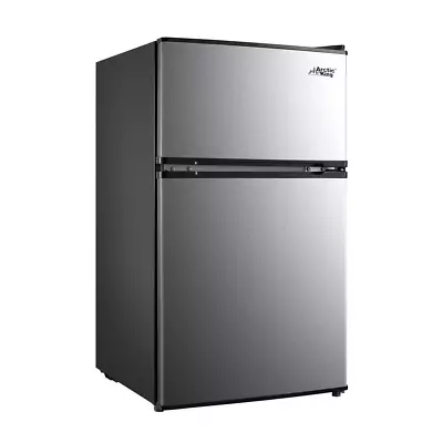 Mini Fridge Refrigerator And Freezer 3.2 Cu Ft Two Door Compact Stainless Steel • $167.29