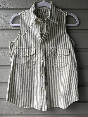 NWT Vintage Guess Georges Marciano Button Up Stripes Sleeveless Shirt Women's S • $18.50