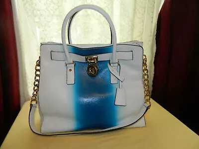 Authentic Michael Kors Hamilton Spray Large Tote Wht/sum Blue Nwts • $189.99