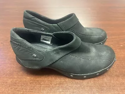 Merrel Luxe Wrap Studded Womens Size 7 Black Leather Clog Shoes J68678 • $24.99