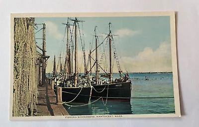 Fishing Schooners  Nantucket Mass Postcard Unposted. H Marshall Gardiner 81967 • $8.99