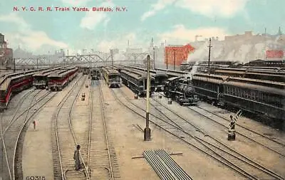 N.Y.C. RAILROAD TRAIN YARDS BUFFALO NEW YORK POSTCARD (c. 1910) • $9.95