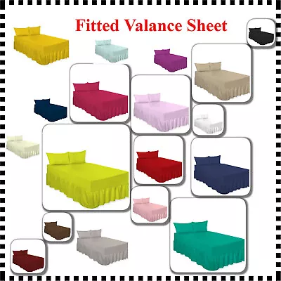 Fitted Valance Sheet Plain Dyed Polycotton Bed Sheet SingleDoubleKingSuprking • £7.99