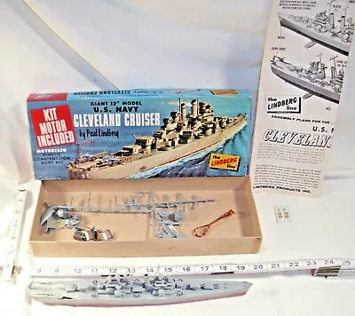 Lindberg U.s. Navy Cleveland Cruiser Ship Motorized Model Kit Built Up Boxed  • $24.99