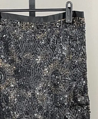 104 J Crew Collection Sequined Knee Length Pencil Skirt Black Floral NWT $495 • $149