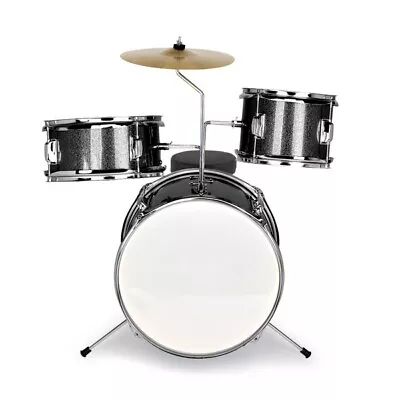 14 X10  3-Piece Complete Junior Kids Drum Set  Pedal Drum Kit With Stool Black • $83.99