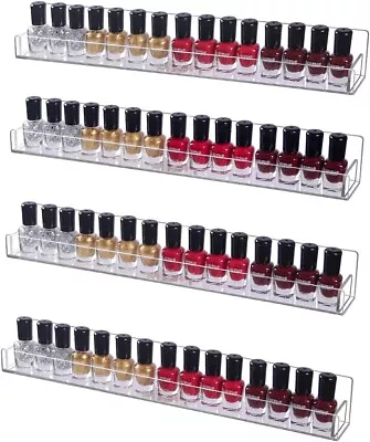 4 Pack Acrylic Nail Polish Rack Wall Mounted Shelf With Removable Anti-Slip End • $26.99