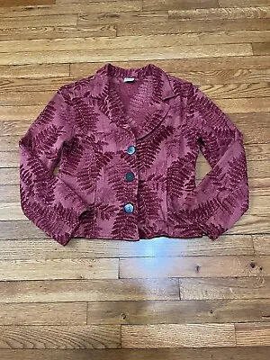 Vintage CMC Color Me Cotton Tapestry Jacket Size Medium Floral Red Button Up • $24.98