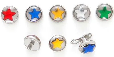 5pc 14g Color Star Encapsulated CLEAR ACRYLIC DOME MICRO DERMAL ANCHOR HEADS TOP • $14.99