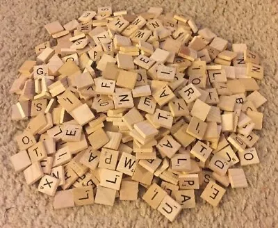 Wooden Scrabble Tiles Complete Set Crafts Pendant Spelling Alphabet Letter Black • $2.50