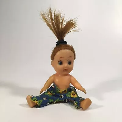 Vtg 4  RUBBER DOLL JOINTED STANDs SITs Drinks Wets Redhead PONYTAIL 1950s Japan • $11.39