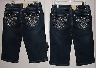 Set Of 2 Girl's L.A. Idol Bling Embellished Denim Bermuda Shorts - Size 14 - NWT • $24.99